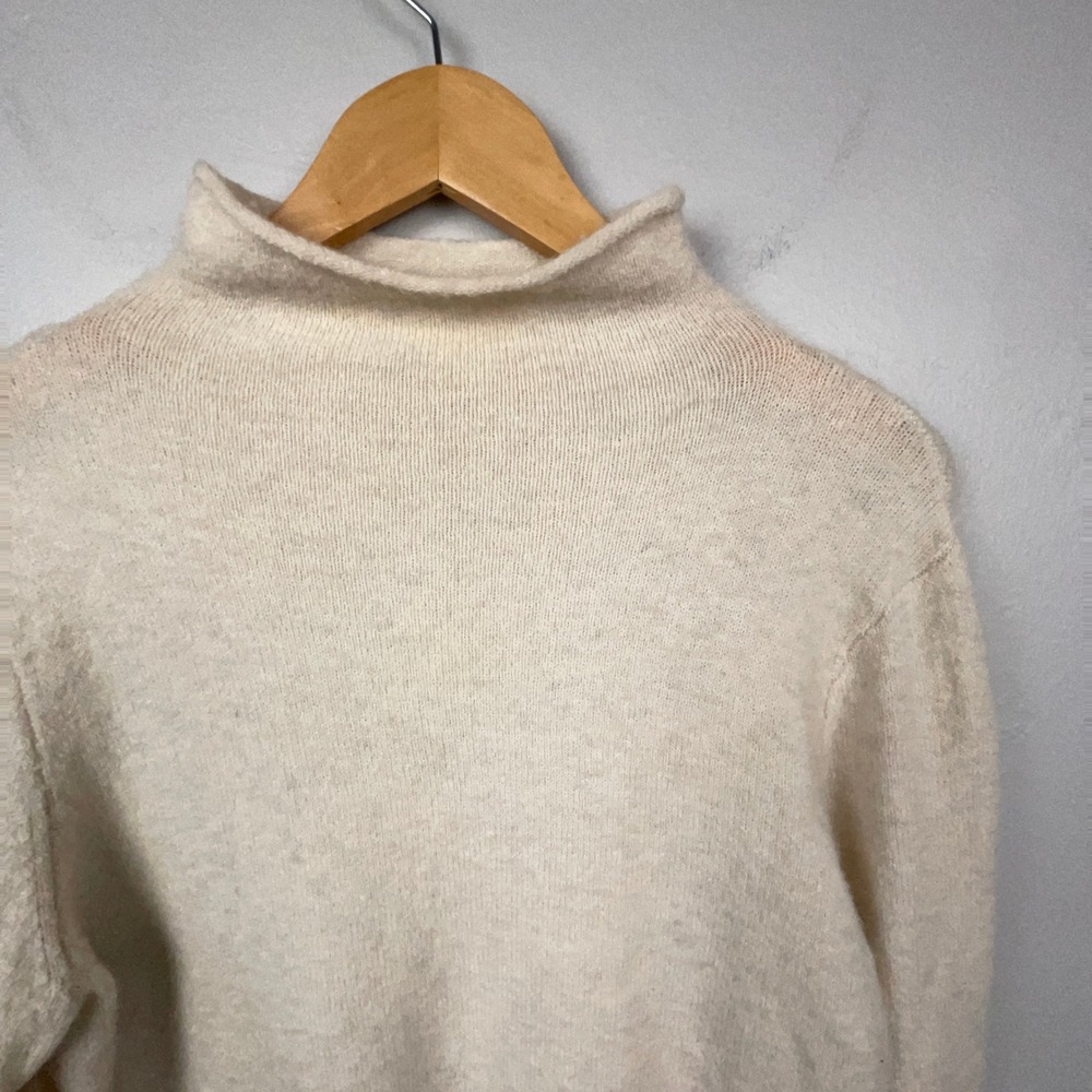 Madewell Sweater Women L Cream Merino Alpaca Blend Mock Roll Neck Old Money